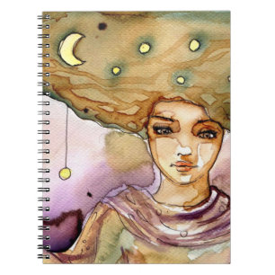 Abstract portrait and pretty woman notebook