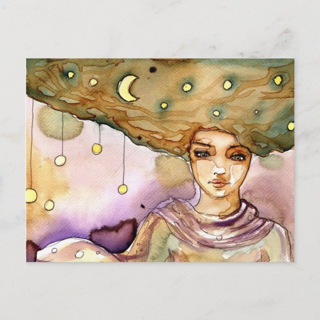 Abstract portrait and pretty woman postcard (Front)