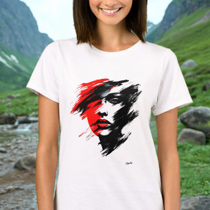 Abstract Portrait - Dramatic Black and Red Brush  T-Shirt