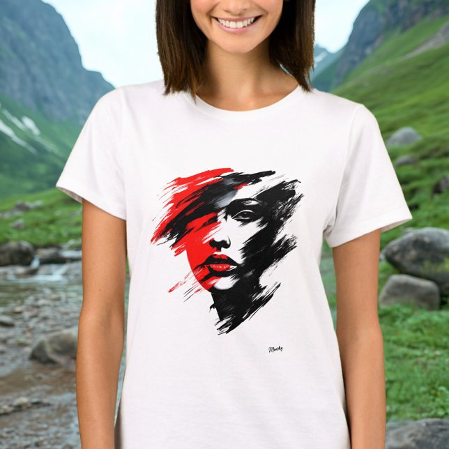 Abstract Portrait - Dramatic Black and Red Brush  T-Shirt (Creator Uploaded)