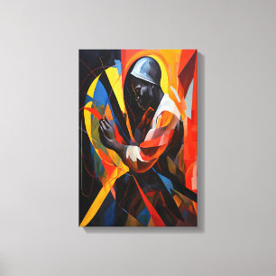 Abstract Portrait in Vibrant Colours Modern Art Canvas Print