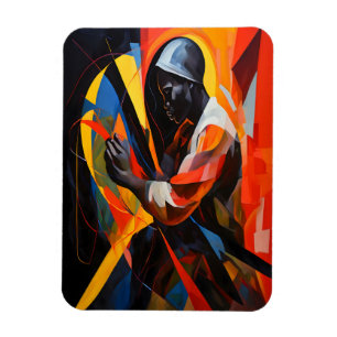 Abstract Portrait in Vibrant Colours Modern Art Magnet