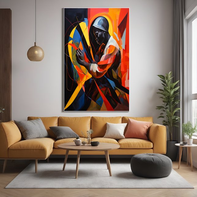 Abstract Portrait in Vibrant Colours Modern Art Poster (Creator Uploaded)