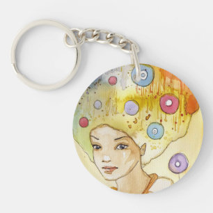 Abstract portrait key ring