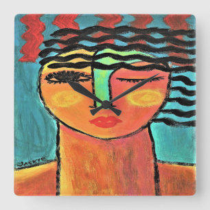 Abstract Portrait of a Woman Square Wall Clock