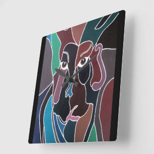 Abstract Portrait Painting by Alfred Fox Square Wall Clock