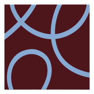 Abstract Poster - Blue Lines Burgundy