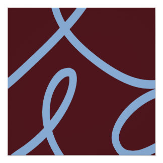 Abstract Poster - Blue Lines on Burgundy