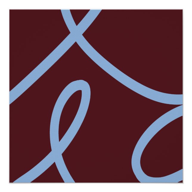 Abstract Poster - Blue Lines on Burgundy (Front)