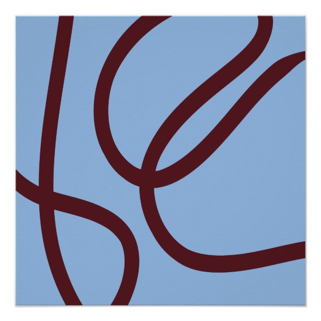 Abstract Poster – Burgundy Lines on Light Blue (Front)