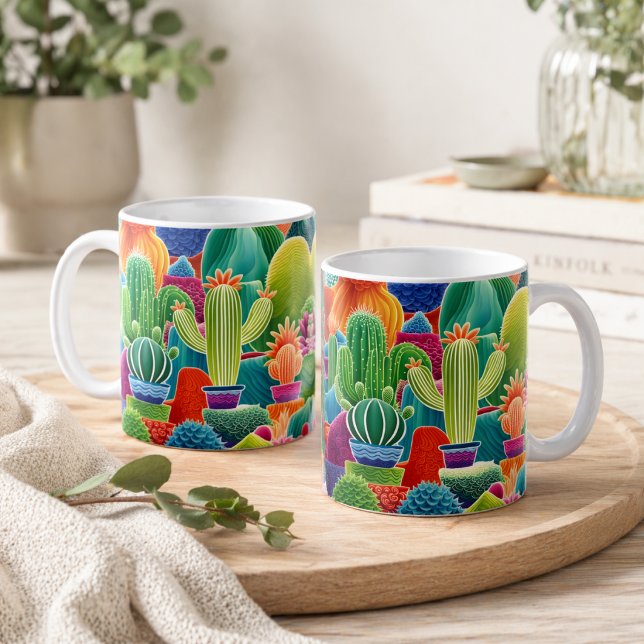 Abstract Potted Cacti Coffee Mug (Creator Uploaded)