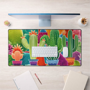 Abstract Potted Cacti Desk Mat