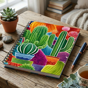 Abstract Potted Cacti Notebook