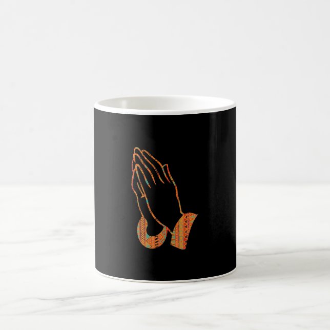 Abstract Praying Hands Illustration Coffee Mug (Center)