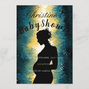 Abstract Pregnant Woman Silhouette Baby Shower Invitation