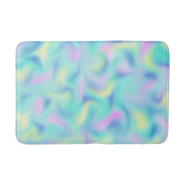 Abstract Pretty Pastel Swirls Pattern Bath Mat (Front)