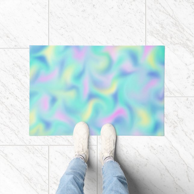 Abstract Pretty Pastel Swirls Pattern Doormat (Indoor)