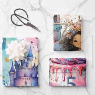 Abstract Princess Castle Magic FairyTale birthday Wrapping Paper Sheet