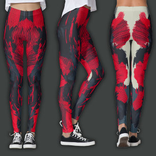 Abstract Print   Crimson Noir Leggings