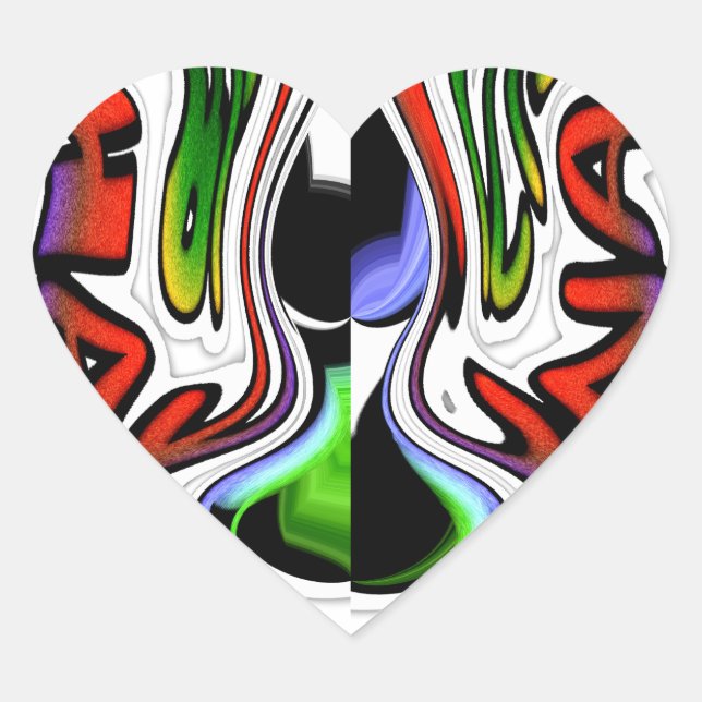 Abstract Profile Art Print Heart Sticker (Front)