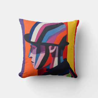 Abstract Profile with Bowler Hat Cushion