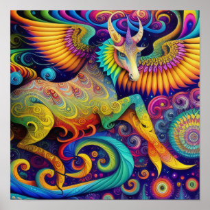 Abstract Psychedelic Creature Art Poster