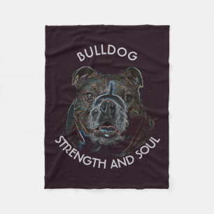 Abstract Psychedelic Dark Bulldog Drawing Fleece Blanket