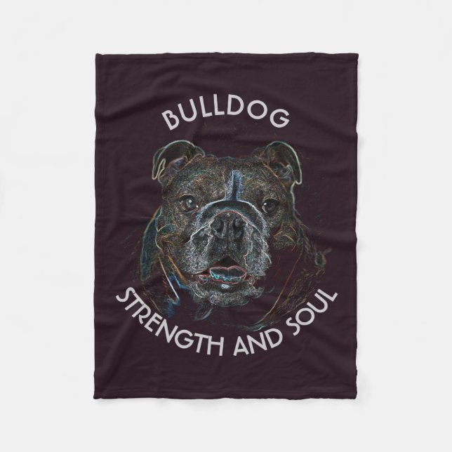 Abstract Psychedelic Dark Bulldog Drawing Fleece Blanket (Front)