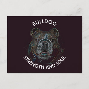 Abstract Psychedelic Dark Bulldog Drawing Postcard