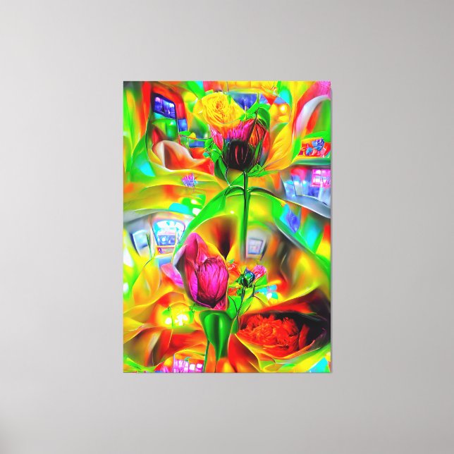 Abstract Psychedelic Flowers  Canvas Print (Front)