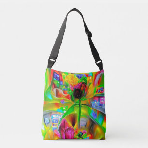 Abstract Psychedelic Flowers Crossbody Bag