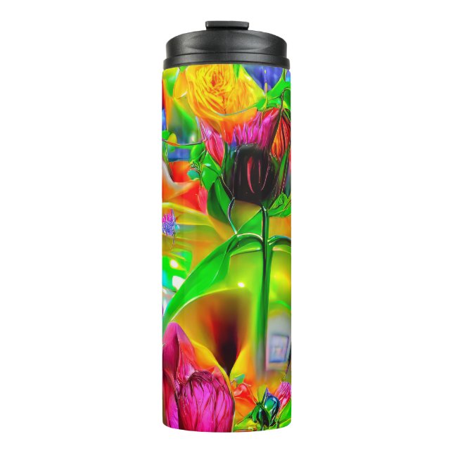 Abstract Psychedelic Flowers  Thermal Tumbler (Front)