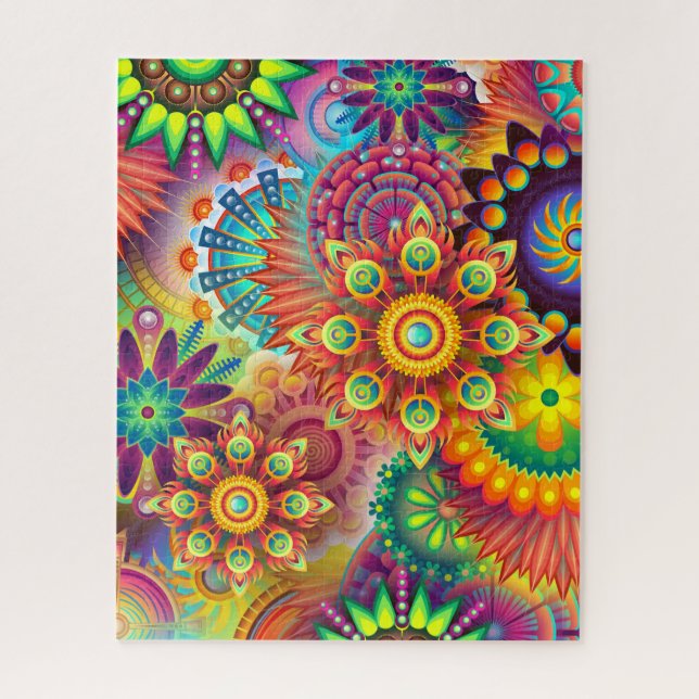 Abstract Psychedelic Mandalas Starbursts Jigsaw Puzzle (Vertical)