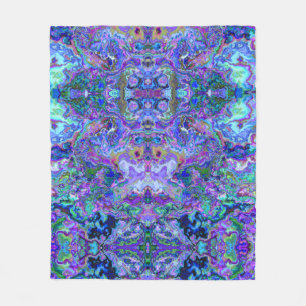 Abstract Psychedelic Purple Marbled Pattern Fleece Blanket