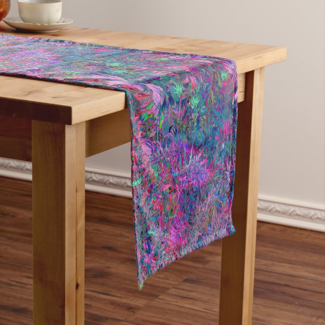 Abstract Psychedelic Rainbow Colours Foliage Garde Short Table Runner (In Situ)