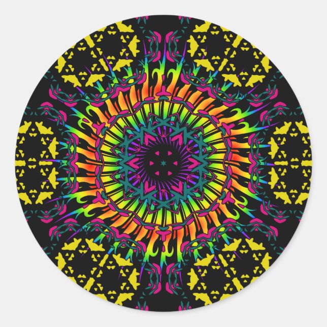 Abstract / Psychedelic Spiral Vortex Classic Round Sticker (Front)