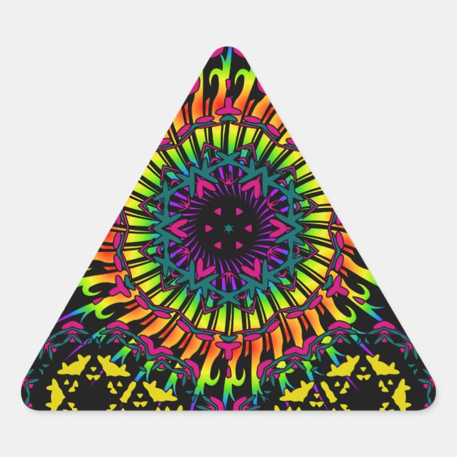 Abstract / Psychedelic Spiral Vortex Triangle Sticker (Front)