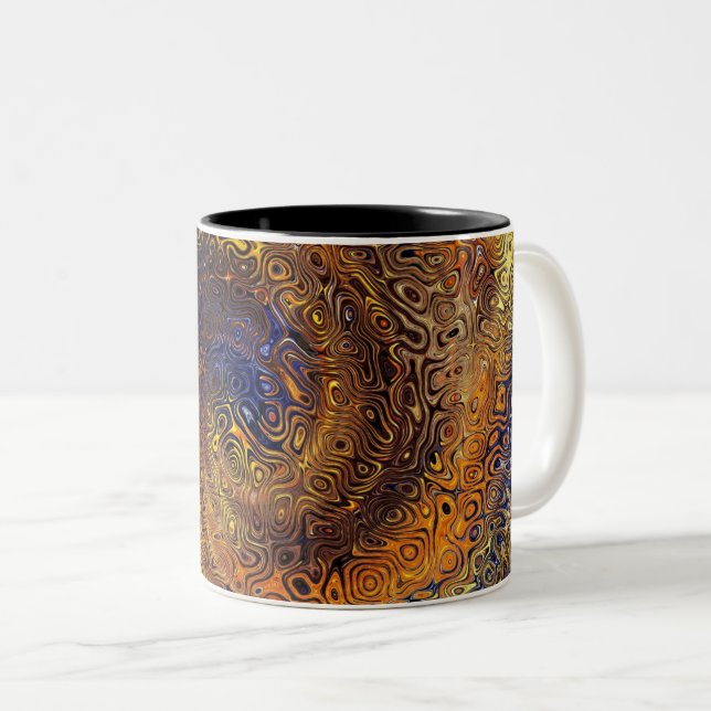 Abstract  Psychedelic Swirl Pattern Colourful Art Two-Tone Coffee Mug (Front Right)