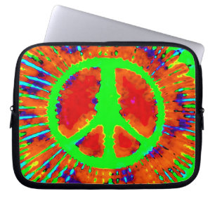 Abstract Psychedelic Tie-Dye Fine Peace Sign Laptop Sleeve
