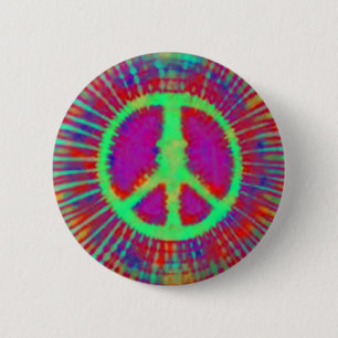 Abstract Psychedelic Tie-Dye Peace Sign 6 Cm Round Badge