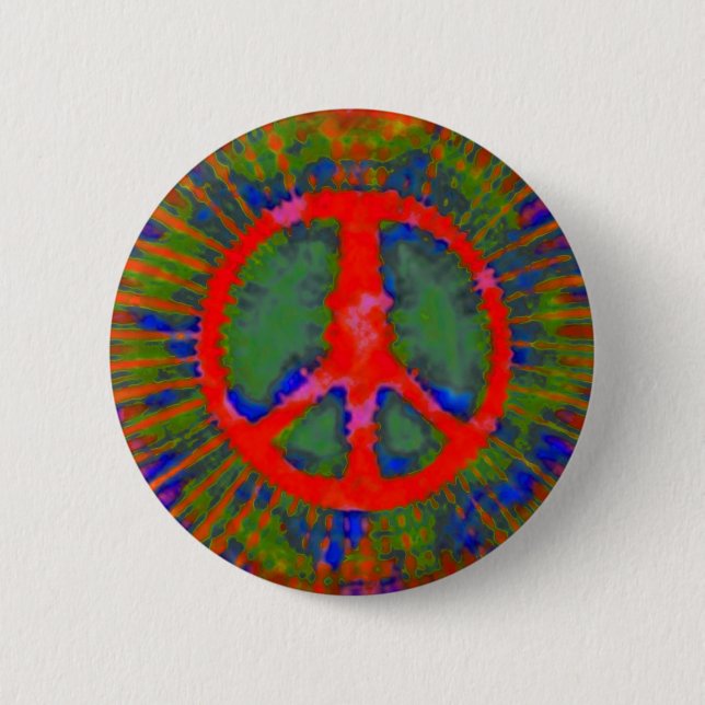 Abstract Psychedelic Tie-Dye Peace Sign 6 Cm Round Badge (Front)