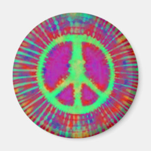 Abstract Psychedelic Tie-Dye Peace Sign Magnet