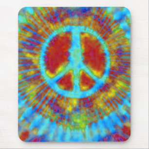 Abstract Psychedelic Tie-Dye Peace Sign Mouse Mat