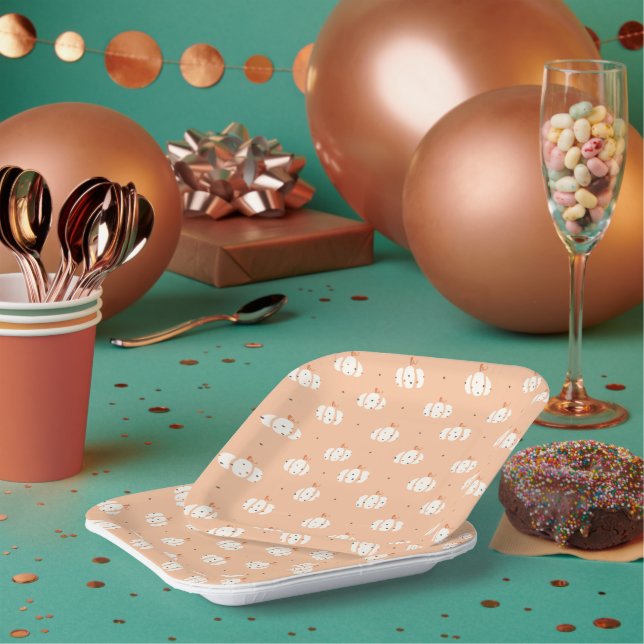 Abstract Pumpkin Pattern Paper Plates (Multi)