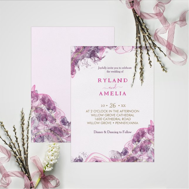 Abstract Purple Alcohol Wedding Invitation (Creator Uploaded)