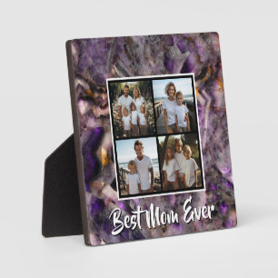 Abstract purple amethyst quartz marble granite mum plaque