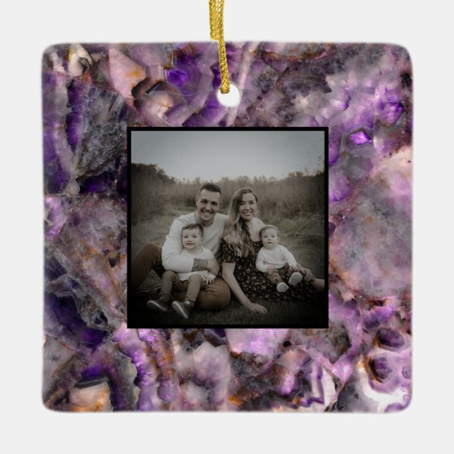 Abstract purple Amethyst Quartz, purple granite Ceramic Ornament (Front)