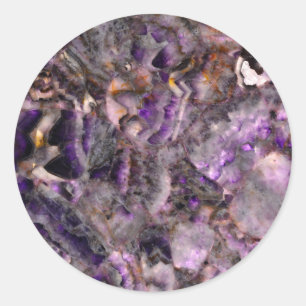 Abstract purple Amethyst Quartz, purple granite Classic Round Sticker