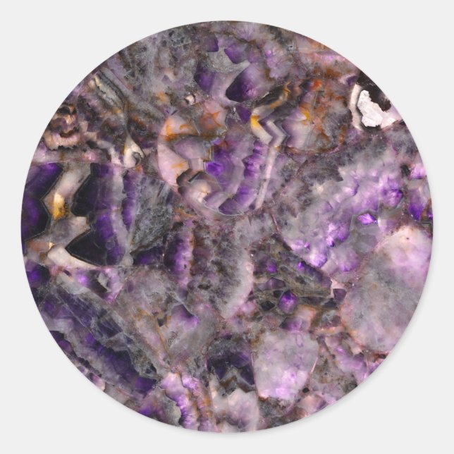 Abstract purple Amethyst Quartz, purple granite Classic Round Sticker (Front)