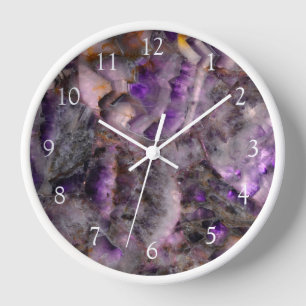 Abstract purple Amethyst Quartz, purple granite Clock
